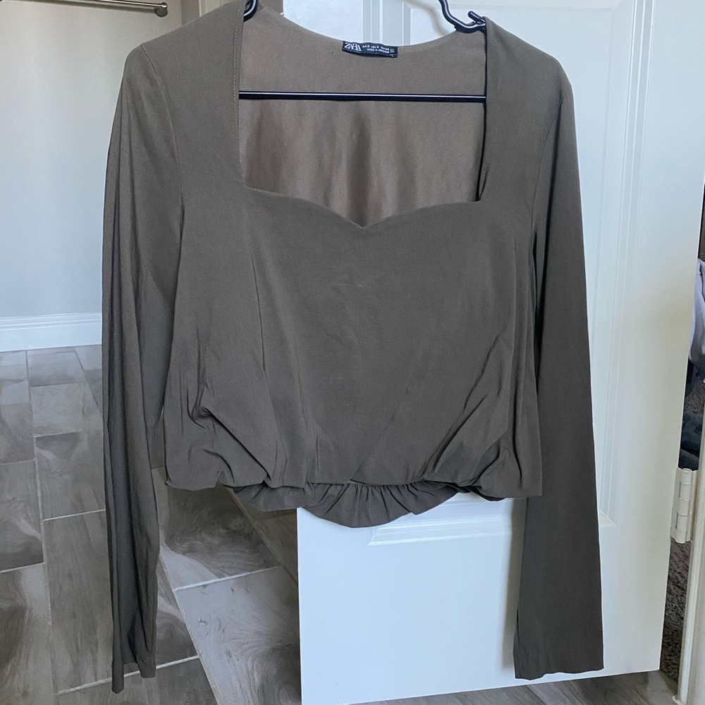 Zara Cropped Long Sleeve Top